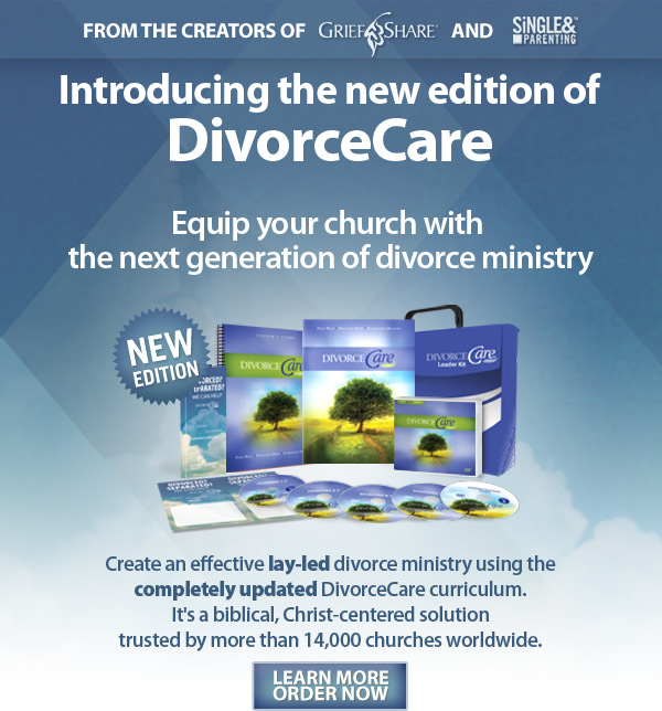 From the creators of GriefShare and Single & Parenting: Introducing the new edition of DivorceCare. Equip your church wit the next generation of divorce ministry. Create an effective lay-led divorce ministry using the completely updated DivorceCare curriculum. It's a biblical, Christ-centered solution trusted by more than 14,000 churches worldwide. Learn More. Order Now.
