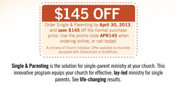 Single & Parenting is the solution for single-parent ministry at your church. This innovative program equips your church for effective, lay-led ministry for single parents. See life-changing results.
